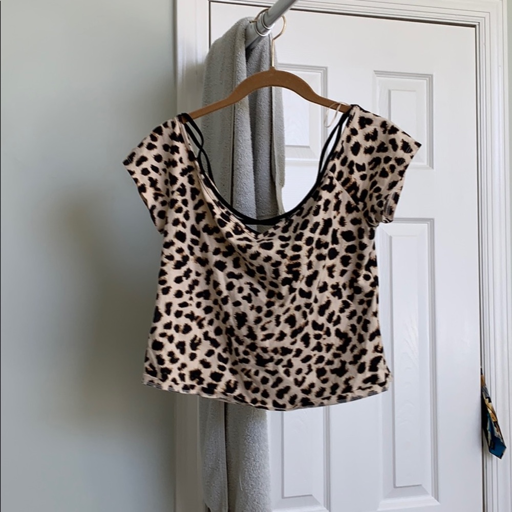 Express Leopard Print Cropped Top